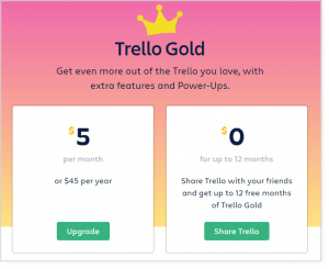 Trello gold pricing